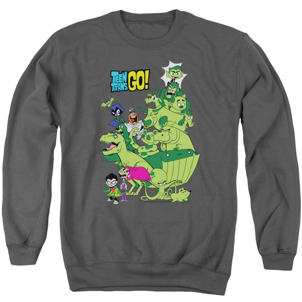 Teen Titans Go Beast Boy Stack Men's Crewneck 50 50 Poly Long-Sleeve T-Shirt