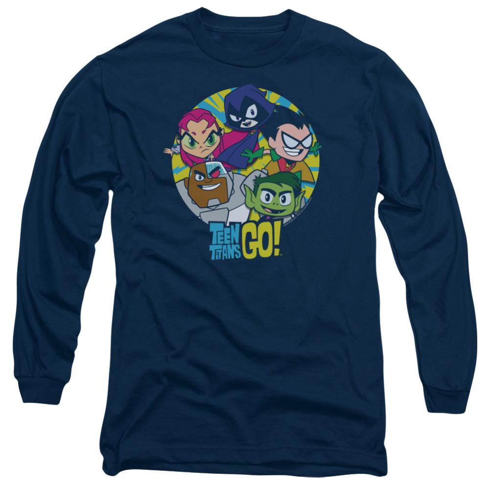 Teen Titans Go Go Go Group Men's 18/1 Cotton Long-Sleeve T-Shirt