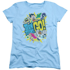 Teen Titans Go Logo And Characters Burst Women's 18/1 Cotton Short-Sleeve T-Shirt