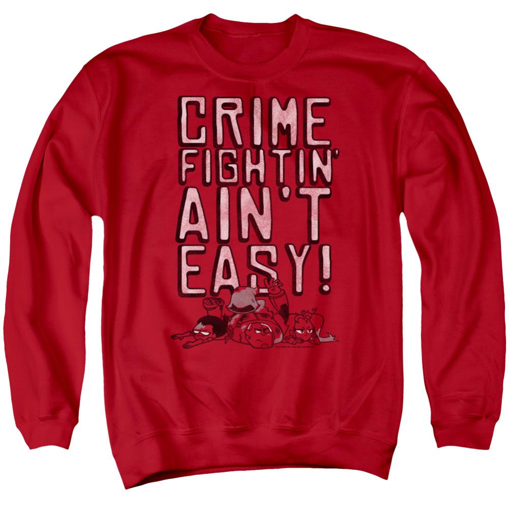 Teen Titans Go Not Easy Men's Crewneck 50 50 Poly Long-Sleeve T-Shirt