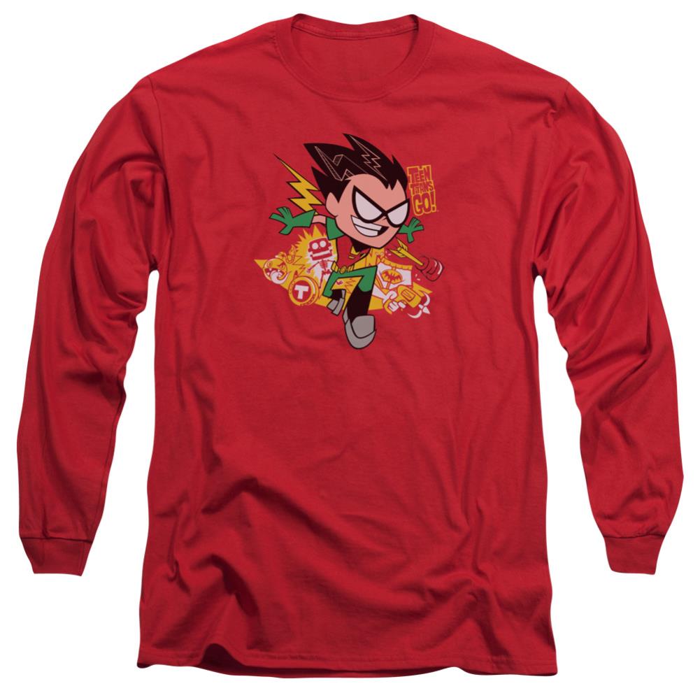 Teen Titans Go Robin Men's 18/1 Cotton Long-Sleeve T-Shirt