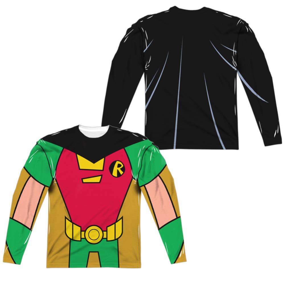 Teen Titans Go Robin Uniform (Front/Back Print) Men's Regular Fit Polyester Long-Sleeve T-Shirt