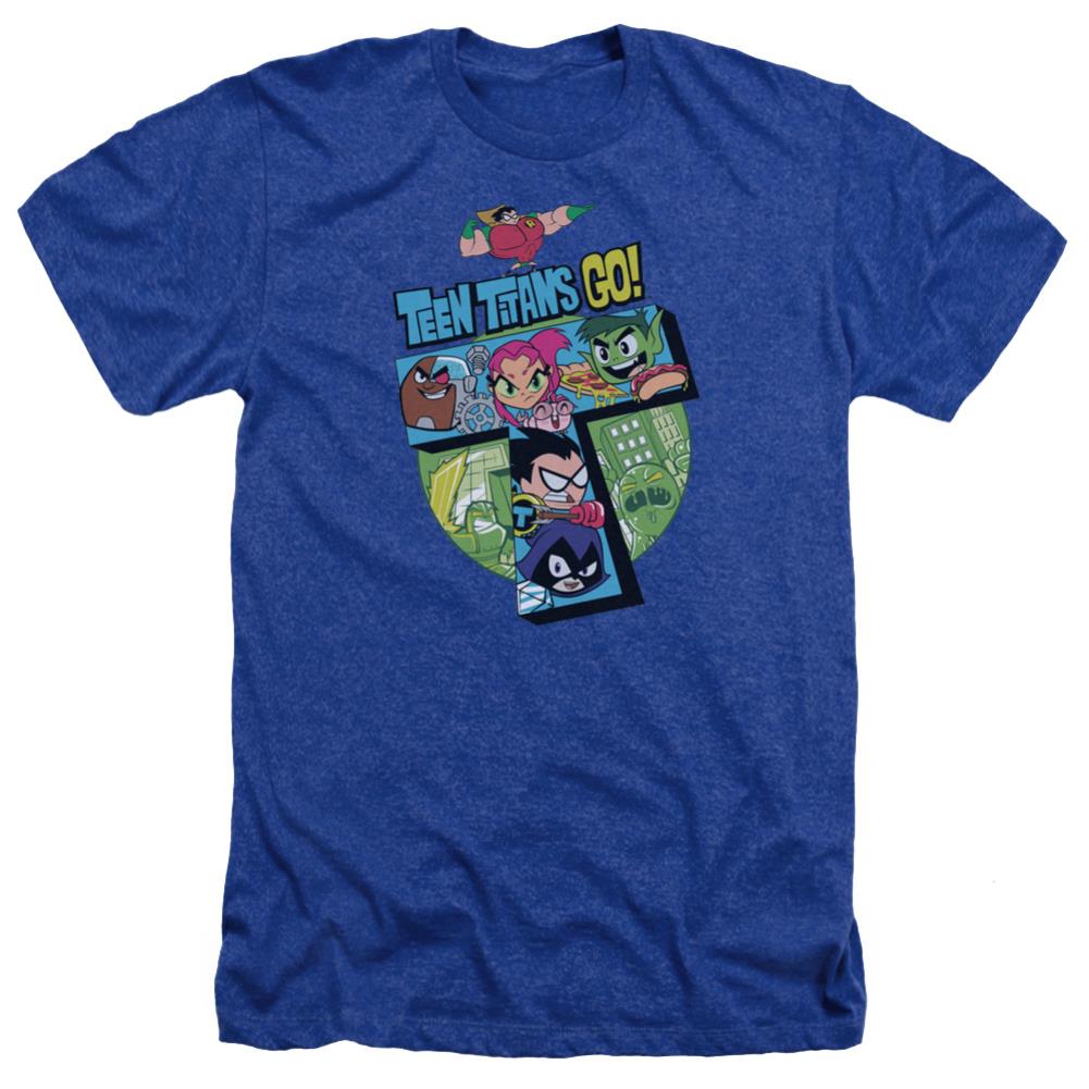 Teen Titans Go T Men's 30/1 Heather 60 40 Poly Short-Sleeve T-Shirt