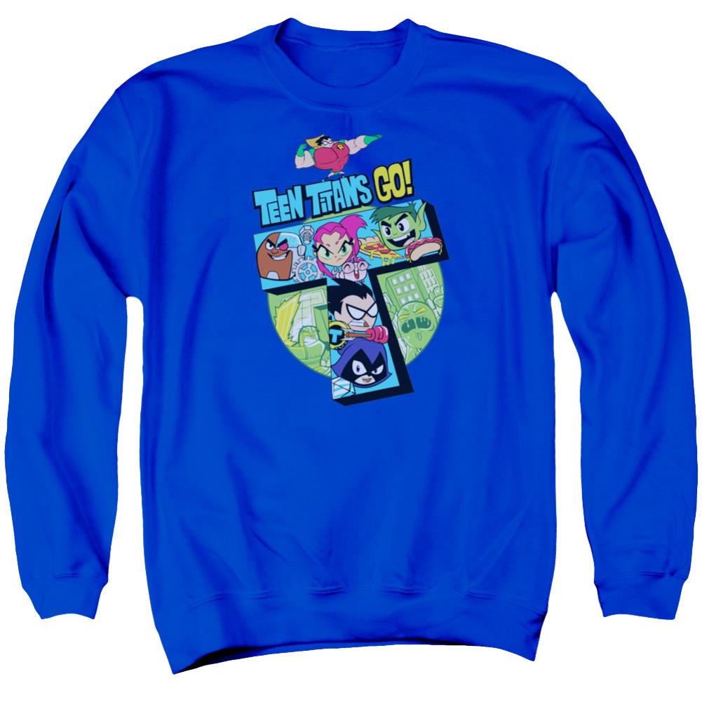 Teen Titans Go T Men's Crewneck 50 50 Poly Long-Sleeve T-Shirt