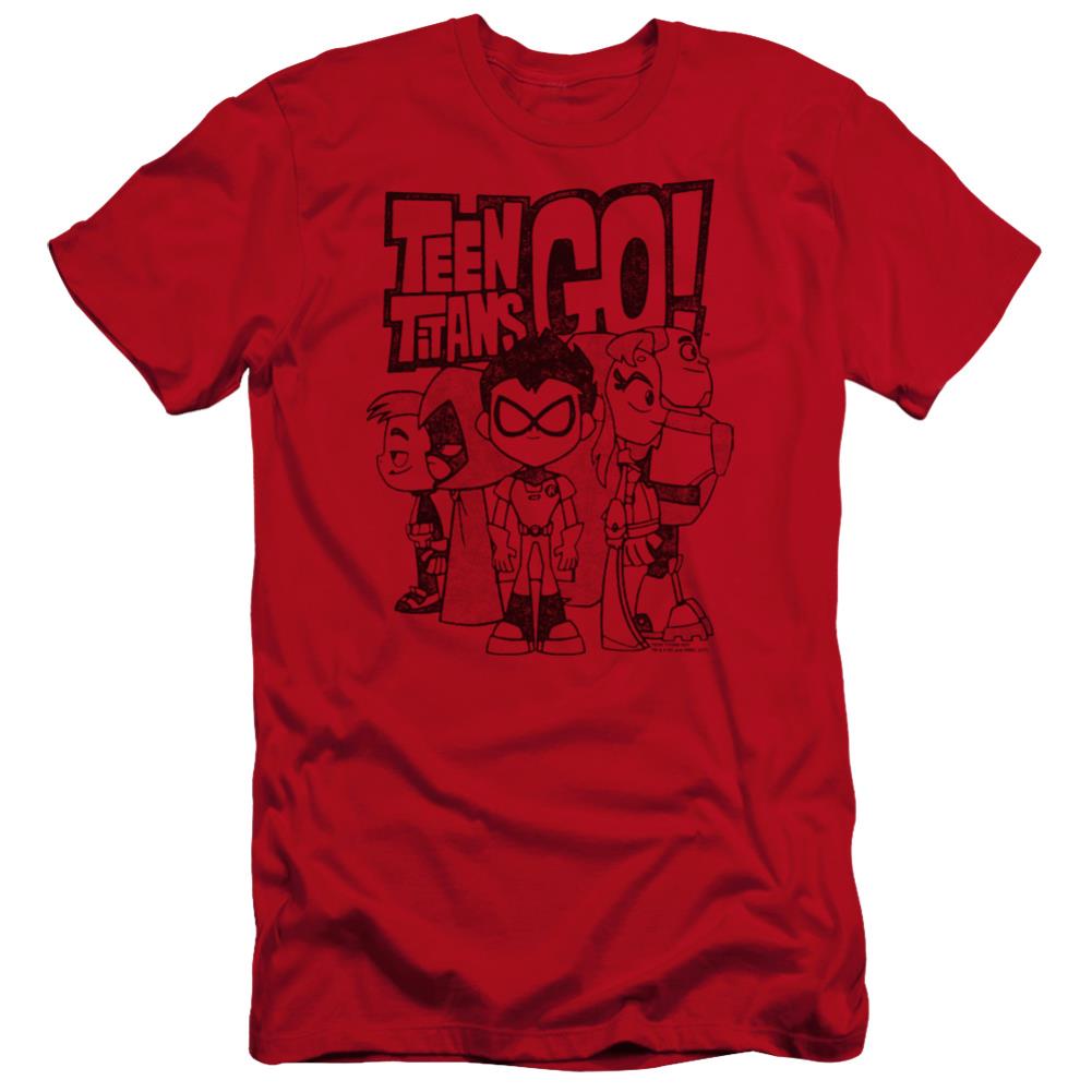 Teen Titans Go Team Up Men's Ultra-Soft 30/1 Cotton Slim Short-Sleeve T-Shirt