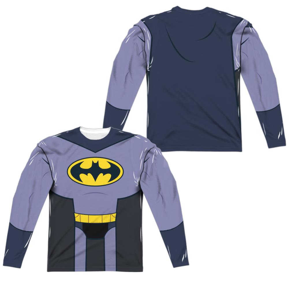 Teen Titans Go To The Movies Batman Uniform (Front/Back Print) Men's Regular Fit Polyester Long-Sleeve T-Shirt