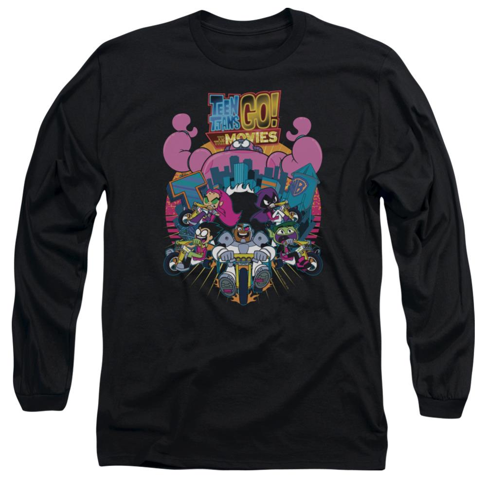 Teen Titans Go To The Movies Burst Through Men's 18/1 Cotton Long-Sleeve T-Shirt