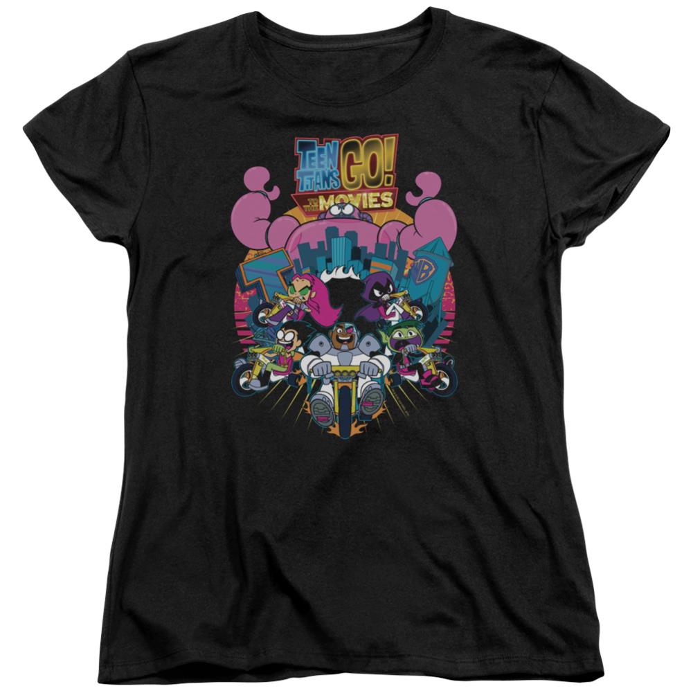 Teen Titans Go To The Movies Burst Through Women's 18/1 Cotton Short-Sleeve T-Shirt