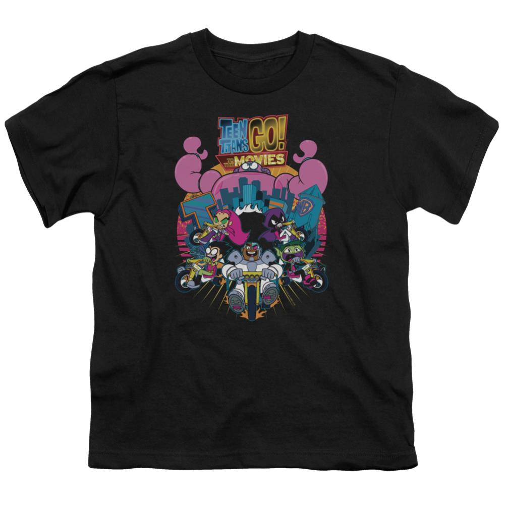 Teen Titans Go To The Movies Burst Through Youth 18/1 100% Cotton Short-Sleeve T-Shirt
