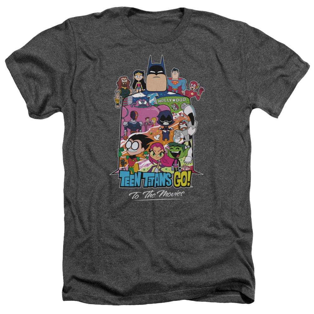 Teen Titans Go To The Movies Hollywood Men's 30/1 Heather 60 40 Poly Short-Sleeve T-Shirt