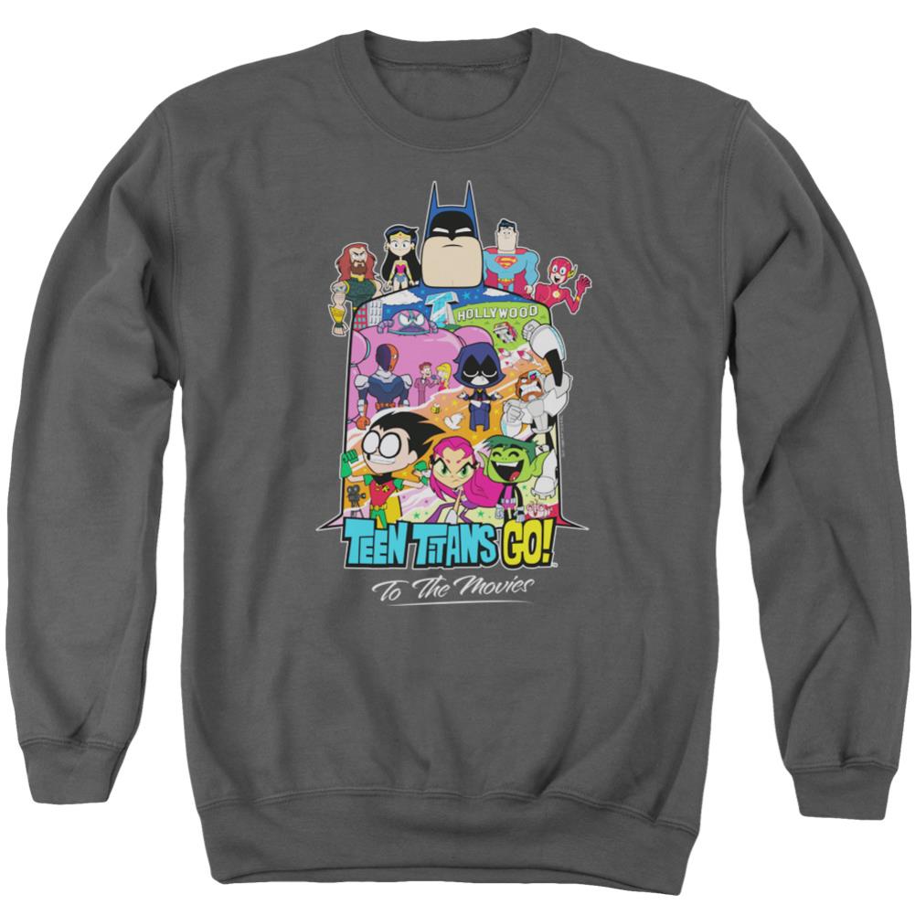 Teen Titans Go To The Movies Hollywood Men's Crewneck 50 50 Poly Long-Sleeve T-Shirt