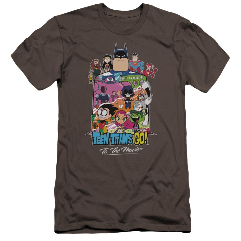 Teen Titans Go To The Movies Hollywood Men's Ultra-Soft 30/1 Cotton Slim Short-Sleeve T-Shirt
