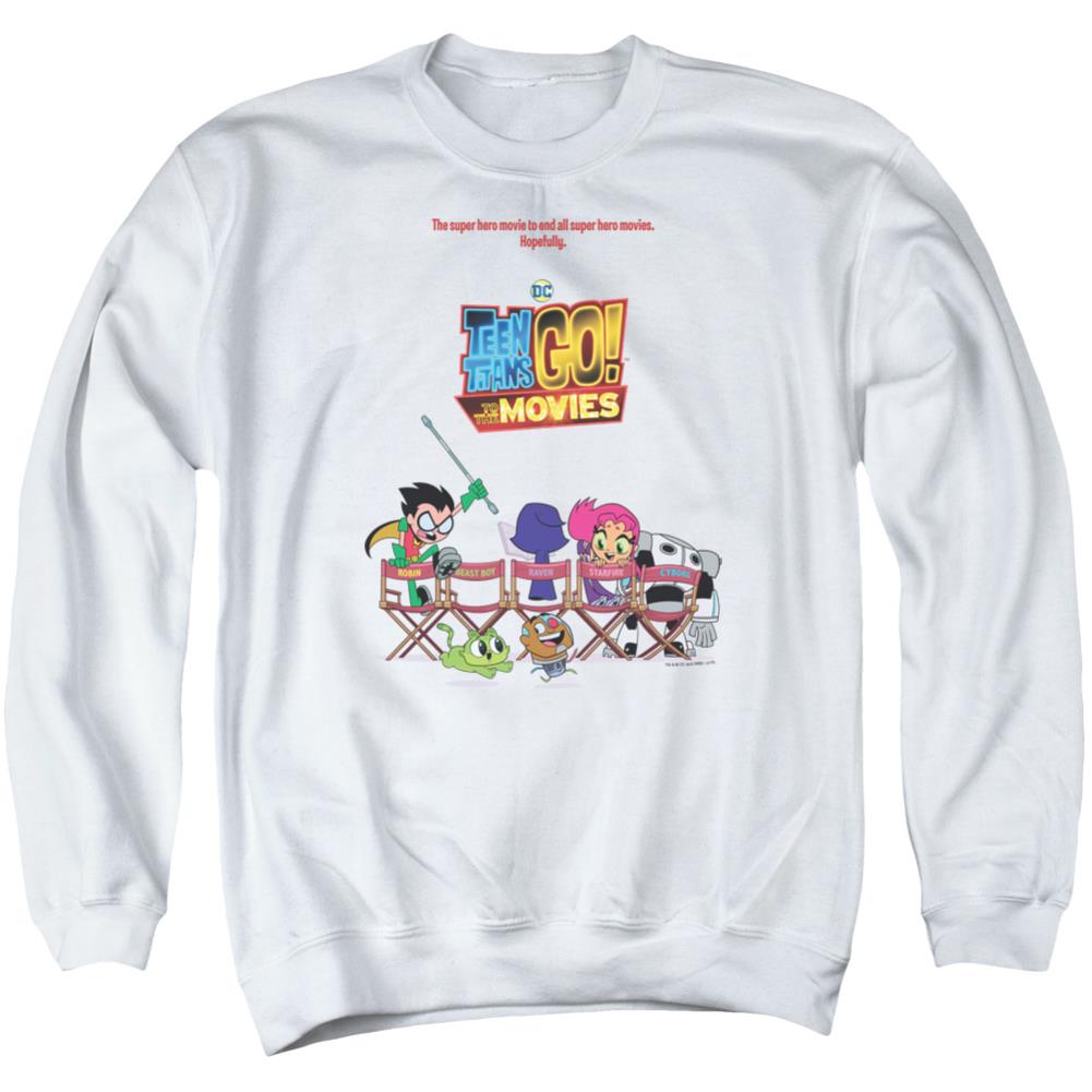 Teen Titans Go To The Movies Poster Men's Crewneck 50 50 Poly Long-Sleeve T-Shirt