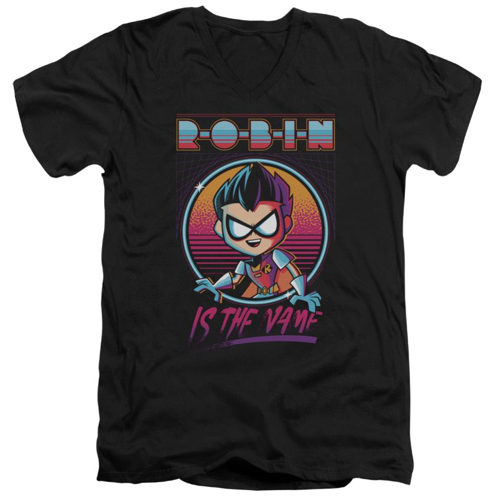 Teen Titans Go To The Movies Robin Men's 30/1 Cotton Slim V-Neck T-Shirt
