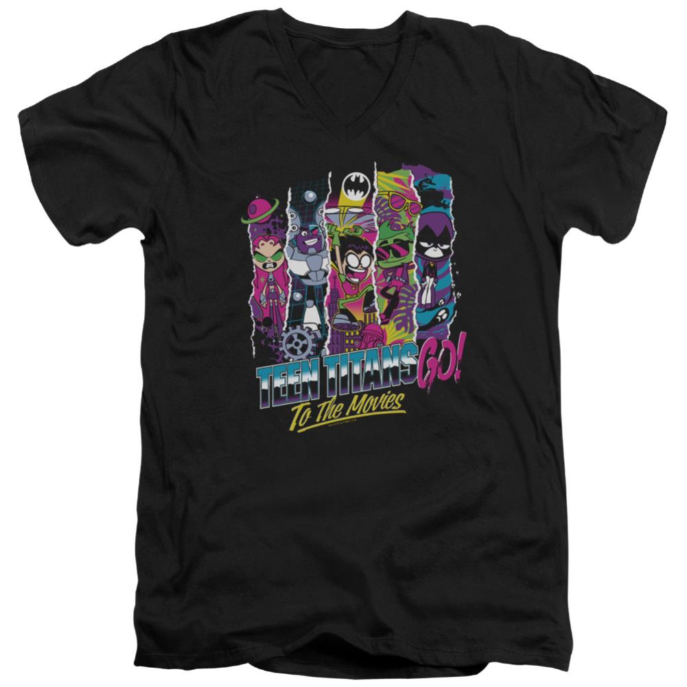 Teen Titans Go To The Movies To The Movies Men's 30/1 Cotton Slim V-Neck T-Shirt