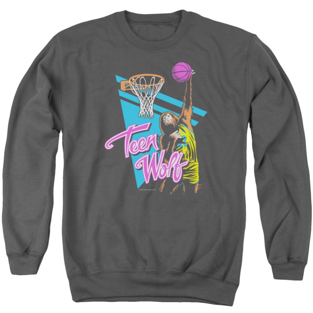Teen Wolf Slam Dunk Men's Crewneck 50 50 Poly Long-Sleeve T-Shirt