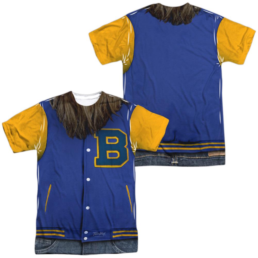 Teen Wolf Varsity Jacket (Front/Back Print) Men's Regular Fit Polyester Short-Sleeve T-Shirt