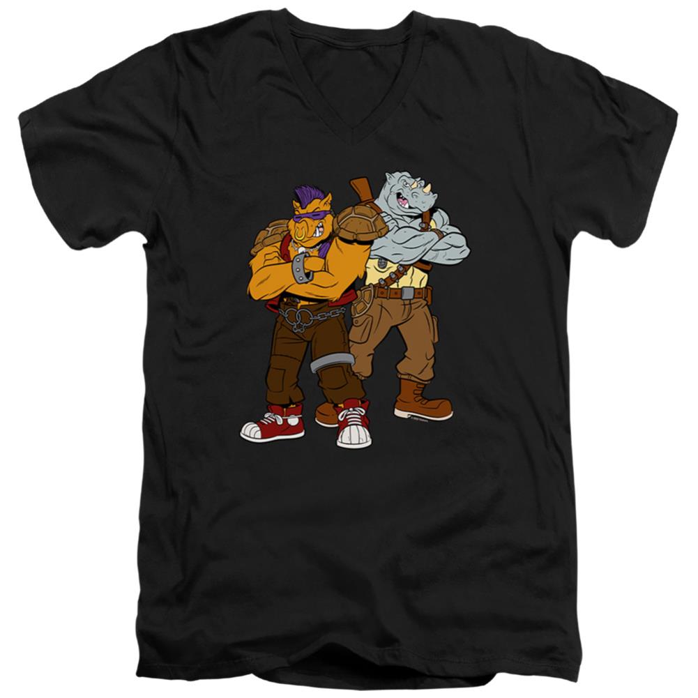 Teenage Mutant Ninja Turtles Bebop And Rocksteady Men's 30/1 Cotton Slim V-Neck T-Shirt