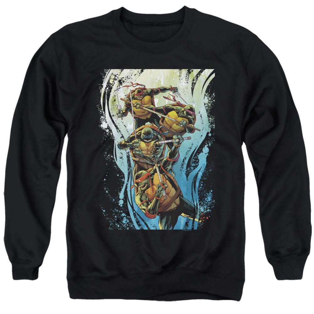 Teenage Mutant Ninja Turtles Cool Rainbow Warriors Men's Crewneck 50 50 Poly Long-Sleeve T-Shirt