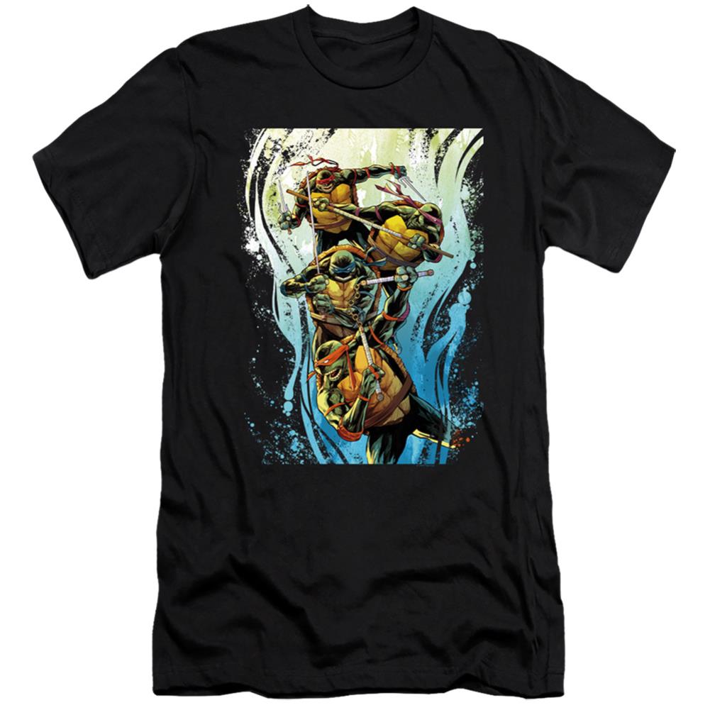 Teenage Mutant Ninja Turtles Cool Rainbow Warriors Men's Ultra-Soft 30/1 Cotton Slim Short-Sleeve T-Shirt