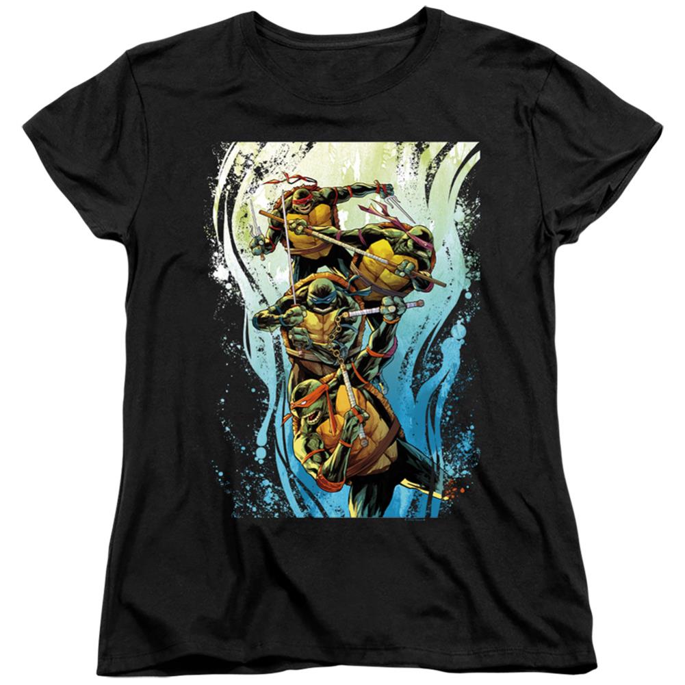 Teenage Mutant Ninja Turtles Cool Rainbow Warriors Women's 18/1 Cotton Short-Sleeve T-Shirt