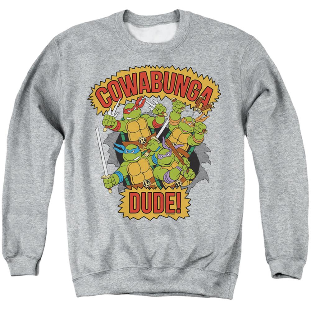 Teenage Mutant Ninja Turtles Cowabunga Dude Men's Crewneck 50 50 Poly Long-Sleeve T-Shirt