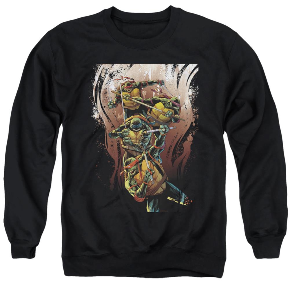 Teenage Mutant Ninja Turtles Earthy Rainbow Warriors Men's Crewneck 50 50 Poly Long-Sleeve T-Shirt