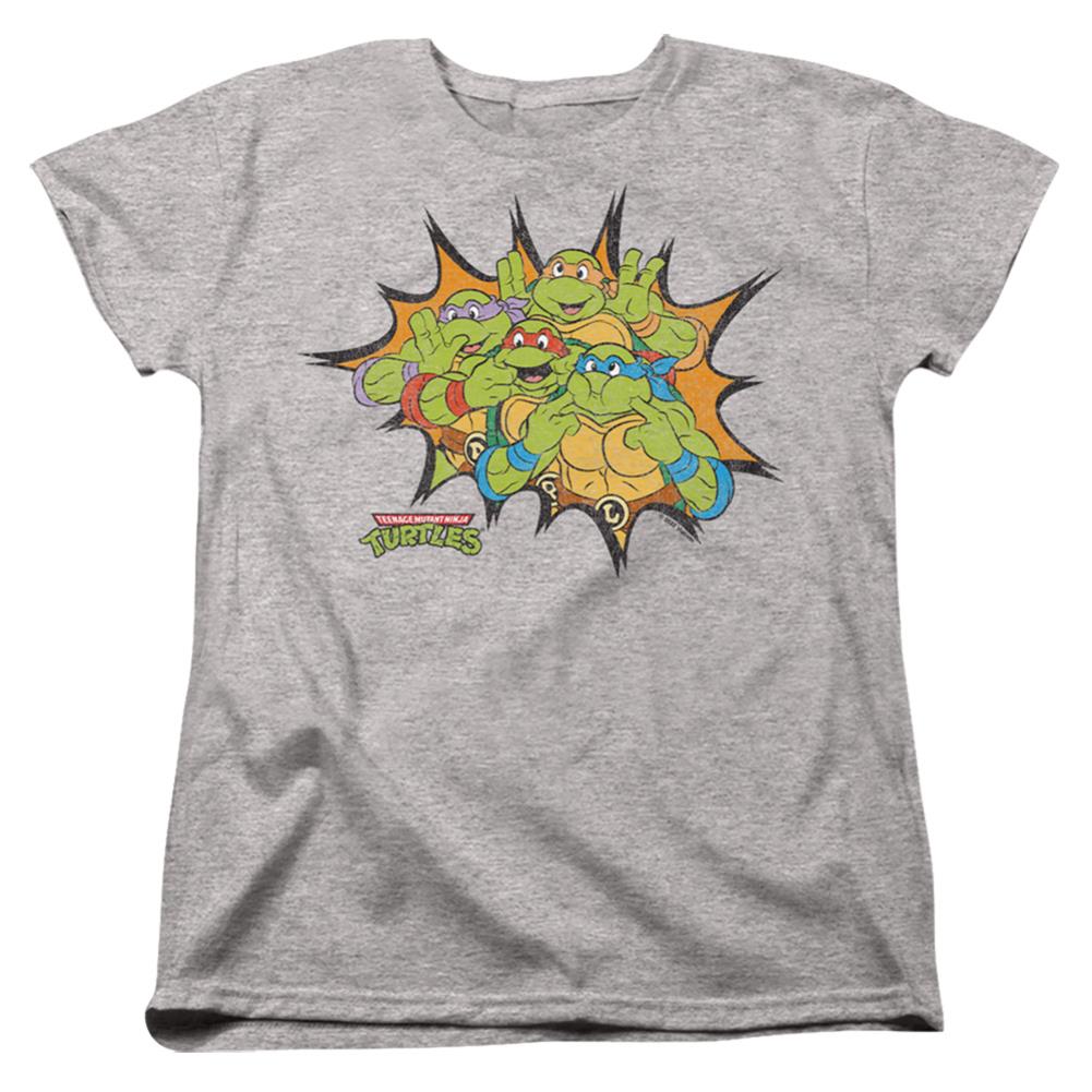 Teenage Mutant Ninja Turtles Funny Face Turtles Women's 18/1 Cotton Short-Sleeve T-Shirt