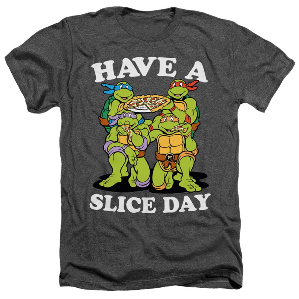 Teenage Mutant Ninja Turtles Have A Slice Day Men's 30/1 Heather 60 40 Poly Short-Sleeve T-Shirt
