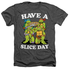 Teenage Mutant Ninja Turtles Have A Slice Day Men's 30/1 Heather 60 40 Poly Short-Sleeve T-Shirt