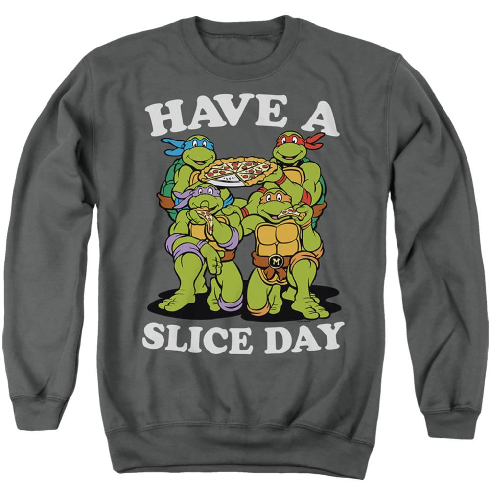 Teenage Mutant Ninja Turtles Have A Slice Day Men's Crewneck 50 50 Poly Long-Sleeve T-Shirt