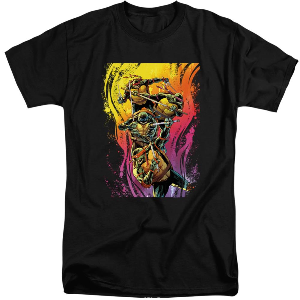 Teenage Mutant Ninja Turtles Hot Rainbow Warriors Men's 18/1 Tall Cotton Short-Sleeve T-Shirt