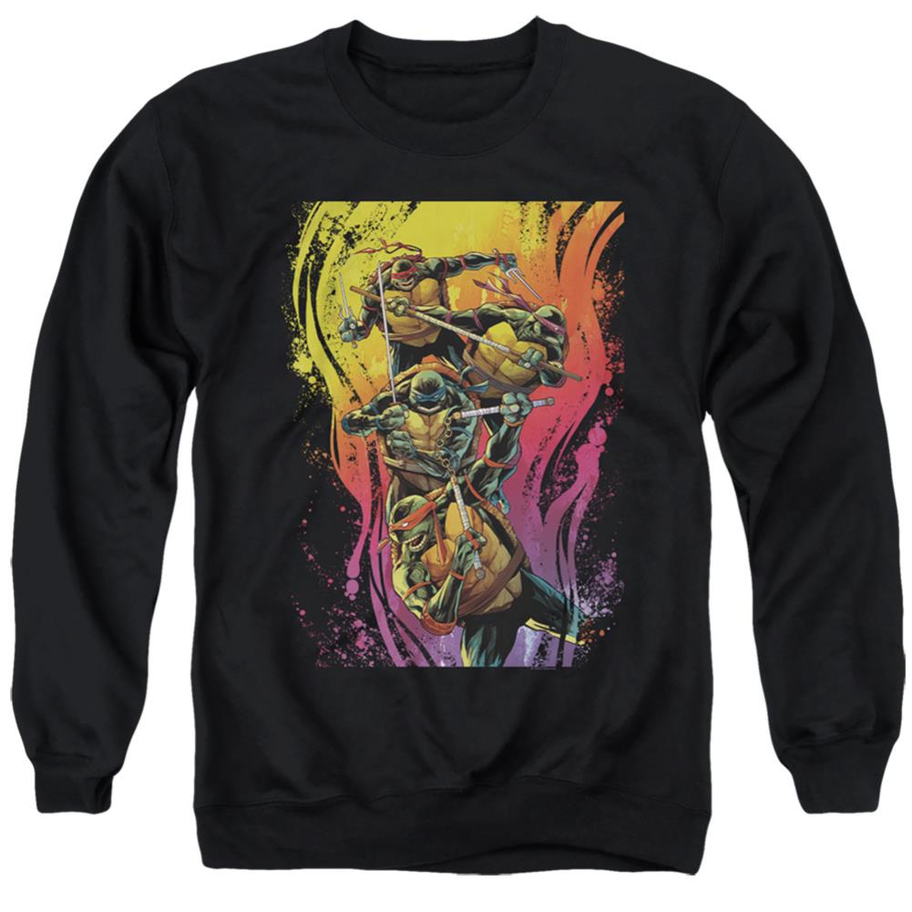 Teenage Mutant Ninja Turtles Hot Rainbow Warriors Men's Crewneck 50 50 Poly Long-Sleeve T-Shirt
