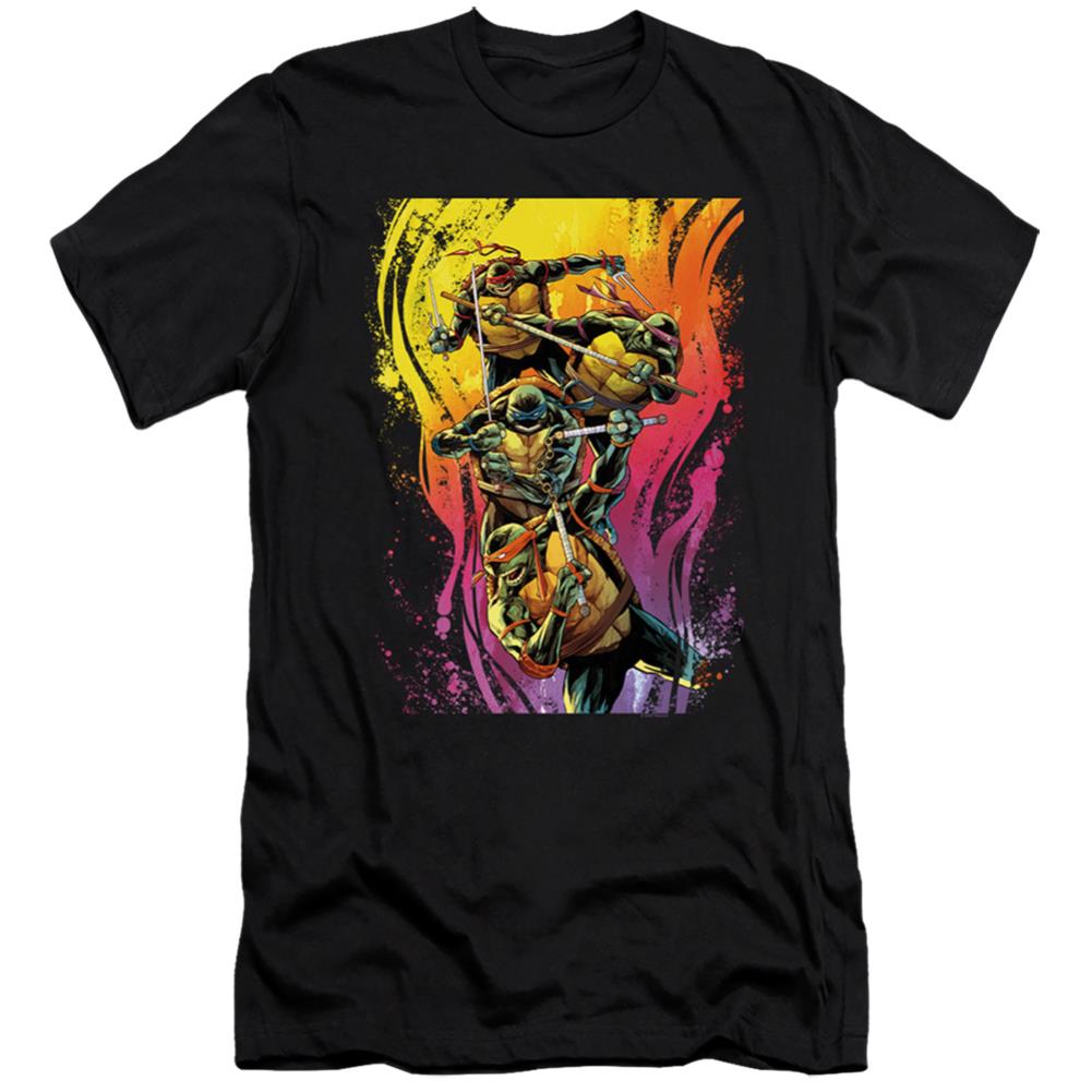 Teenage Mutant Ninja Turtles Hot Rainbow Warriors Men's Ultra-Soft 30/1 Cotton Slim Short-Sleeve T-Shirt
