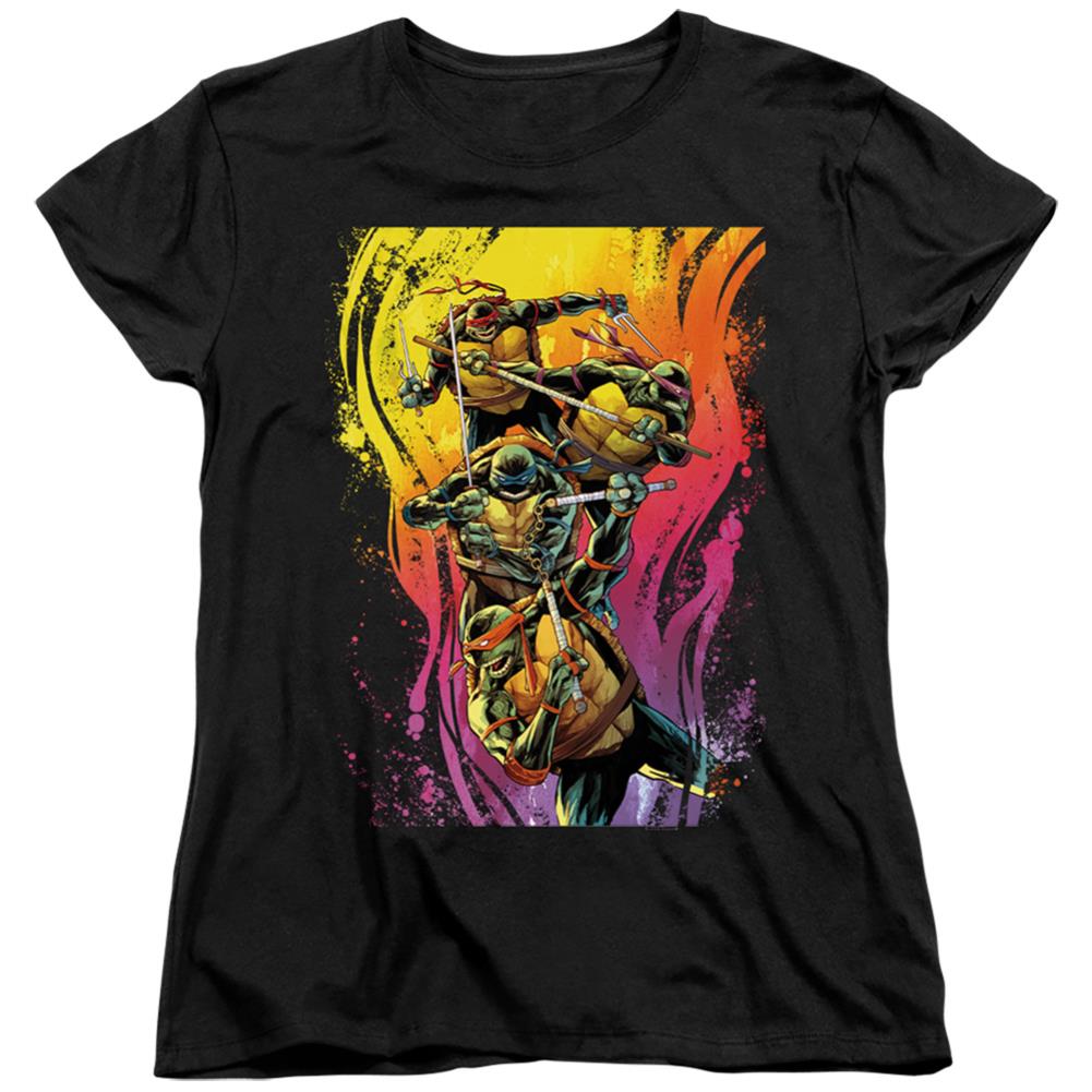 Teenage Mutant Ninja Turtles Hot Rainbow Warriors Women's 18/1 Cotton Short-Sleeve T-Shirt