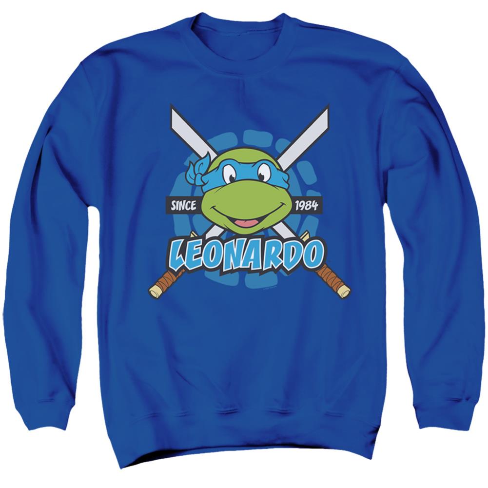 Teenage Mutant Ninja Turtles Leonardo Since 1984 Men's Crewneck 50 50 Poly Long-Sleeve T-Shirt