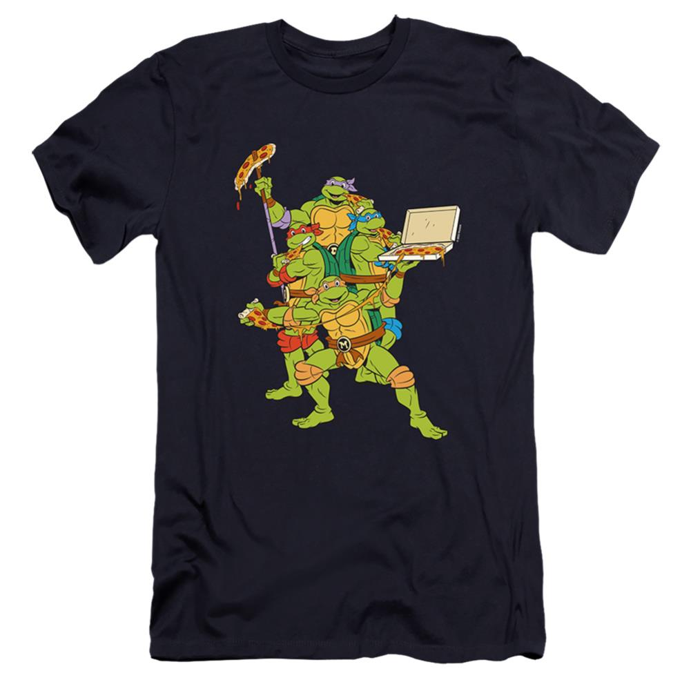 Teenage Mutant Ninja Turtles Pizza Party Men's Ultra-Soft 30/1 Cotton Slim Short-Sleeve T-Shirt
