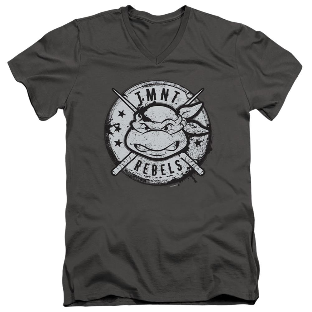 Teenage Mutant Ninja Turtles Rebels Distressed Logo Men's 30/1 Cotton Slim V-Neck T-Shirt