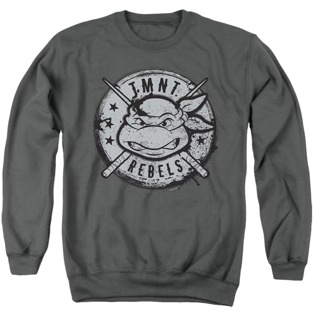 Teenage Mutant Ninja Turtles Rebels Distressed Logo Men's Crewneck 50 50 Poly Long-Sleeve T-Shirt