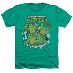 Teenage Mutant Ninja Turtles Retro Group Men's 30/1 Heather 60 40 Poly Short-Sleeve T-Shirt