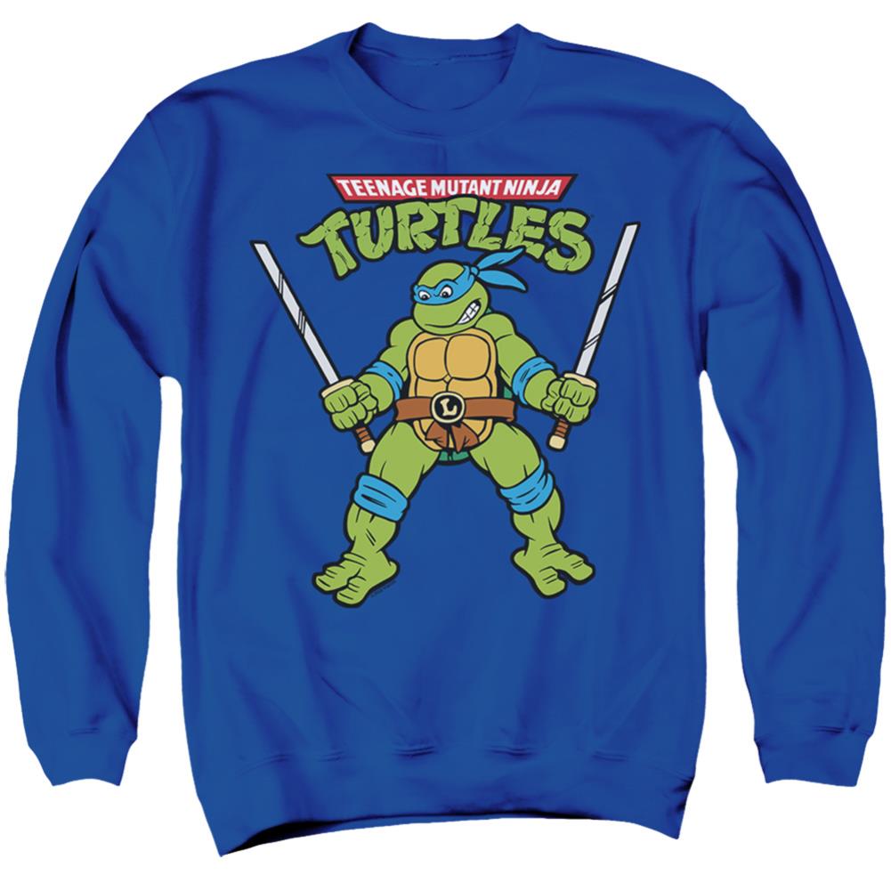 Teenage Mutant Ninja Turtles Retro Leo Men's Crewneck 50 50 Poly Long-Sleeve T-Shirt