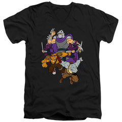 Teenage Mutant Ninja Turtles Shredder And Foot Clan Men's 30/1 Cotton Slim V-Neck T-Shirt