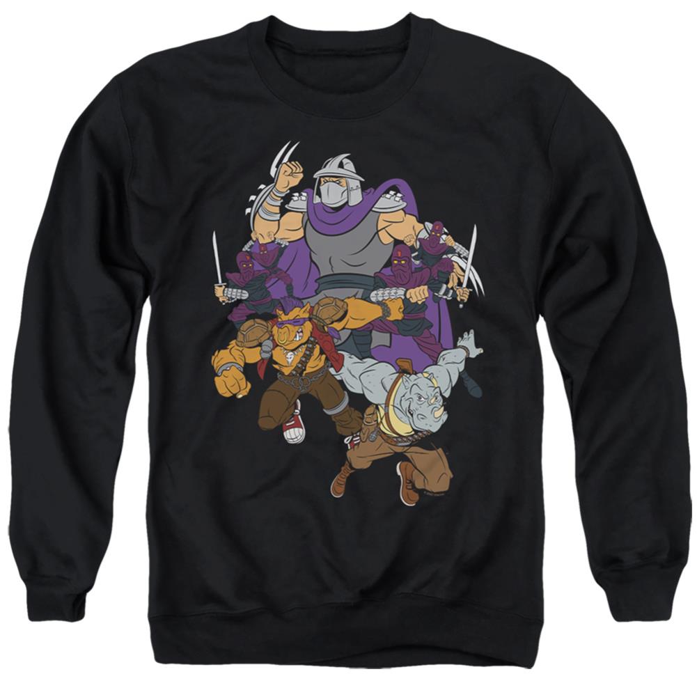 Teenage Mutant Ninja Turtles Shredder And Foot Clan Men's Crewneck 50 50 Poly Long-Sleeve T-Shirt