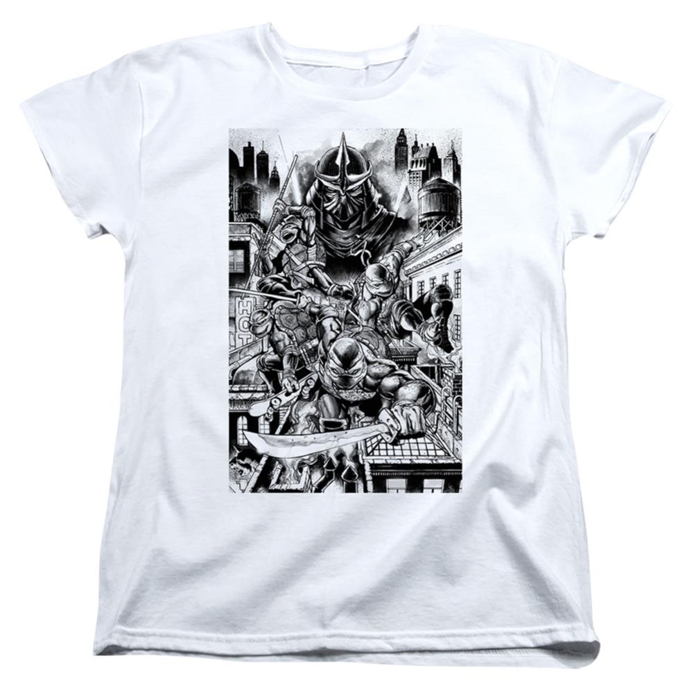 Teenage Mutant Ninja Turtles Take Down Shredder Women's 18/1 Cotton Short-Sleeve T-Shirt