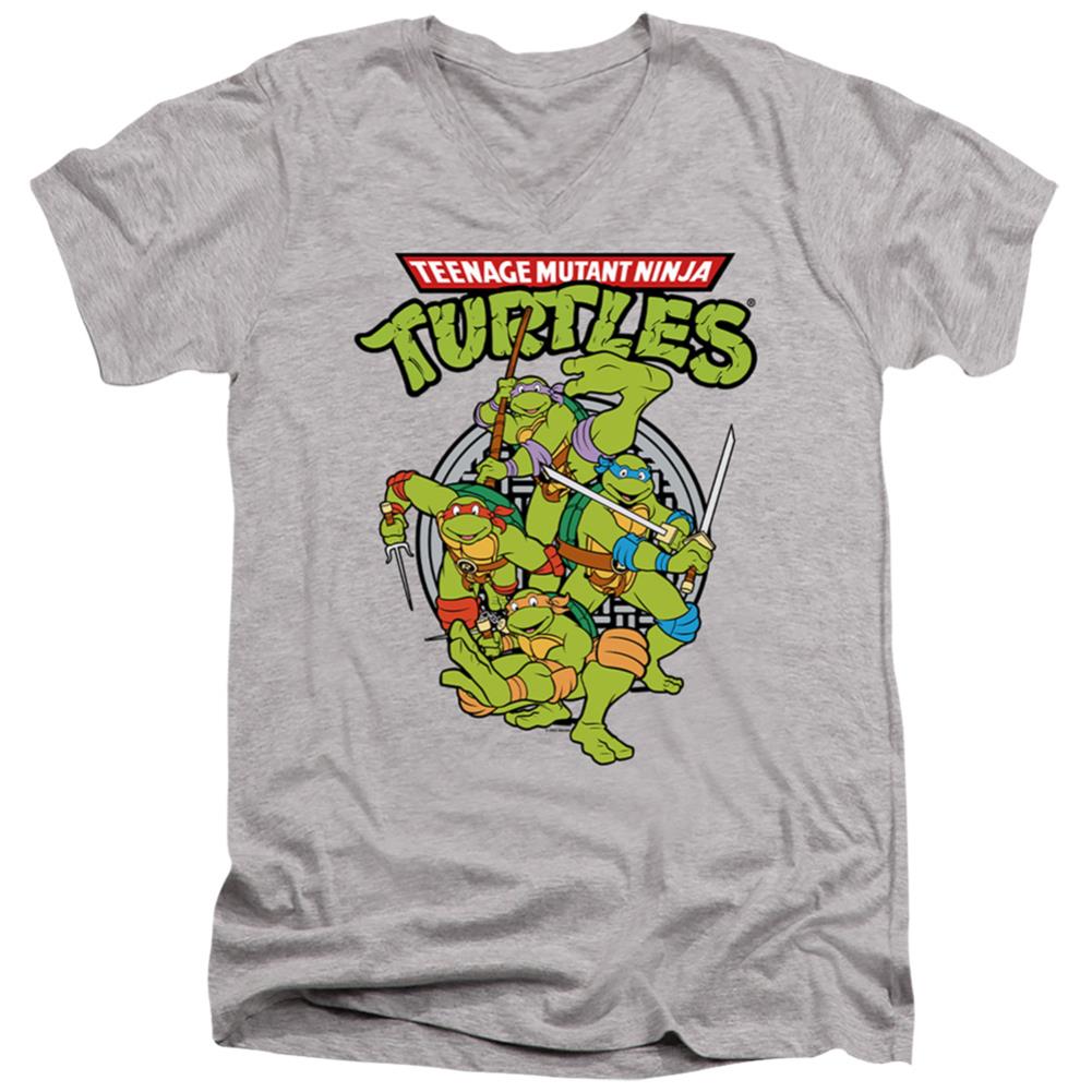 Teenage Mutant Ninja Turtles Tmnt Group Men's 30/1 Cotton Slim V-Neck T-Shirt