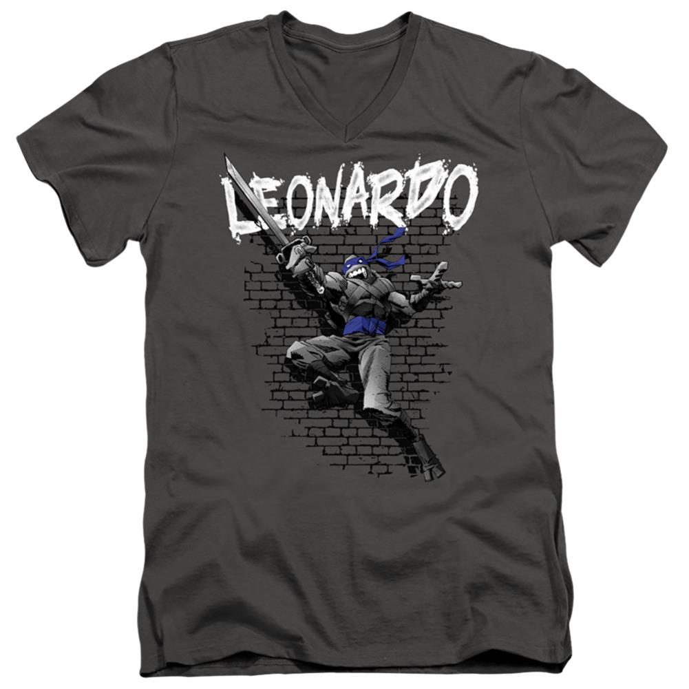 Teenage Mutant Ninja Turtles Tmnt Leonardo Men's 30/1 Cotton Slim V-Neck T-Shirt
