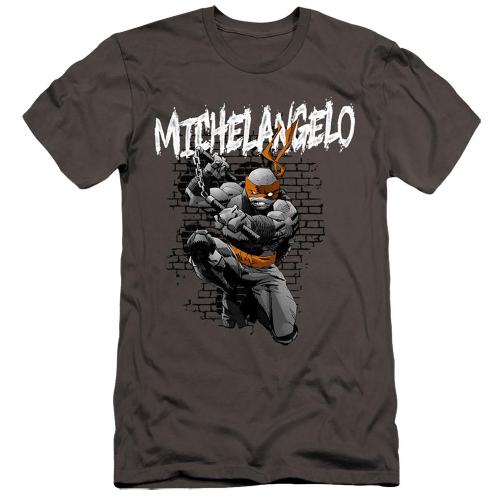 Teenage Mutant Ninja Turtles Tmnt Michelangelo Men's Ultra-Soft 30/1 Cotton Slim Short-Sleeve T-Shirt