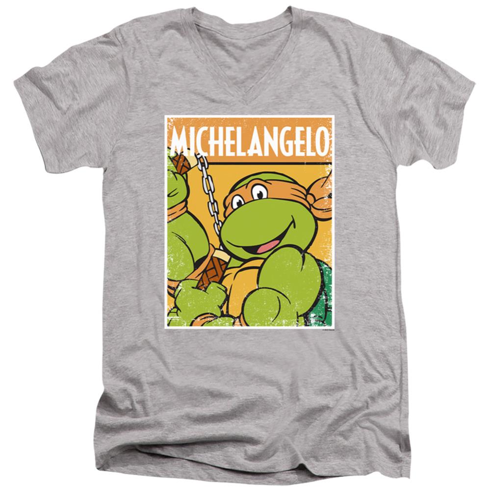 Teenage Mutant Ninja Turtles Tmnt Mikey Men's 30/1 Cotton Slim V-Neck T-Shirt