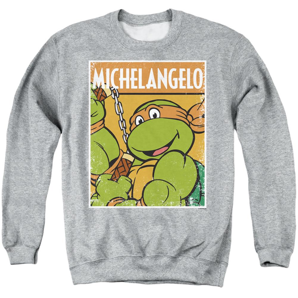 Teenage Mutant Ninja Turtles Tmnt Mikey Men's Crewneck 50 50 Poly Long-Sleeve T-Shirt