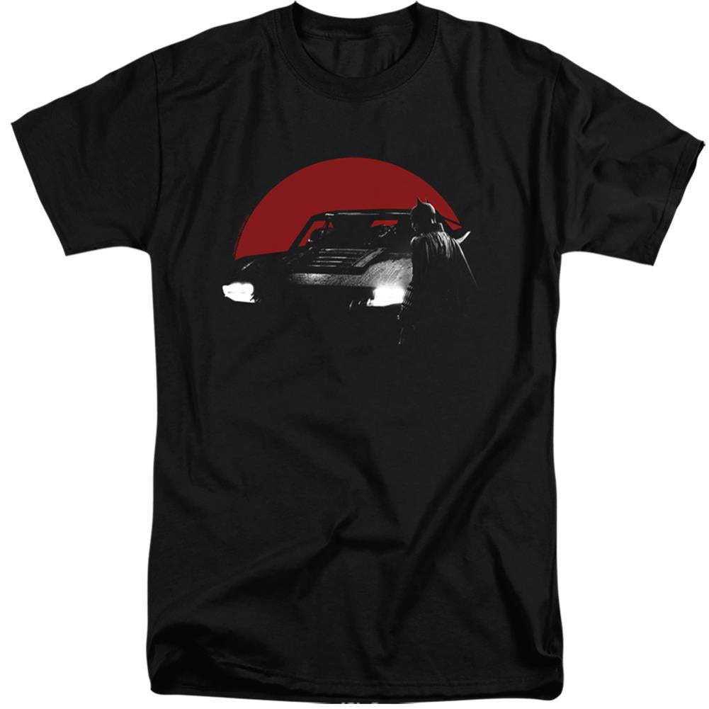 The Batman Red Moon And Batmobile Men's 18/1 Tall Cotton SS T